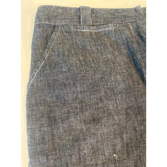 AGB Womens Embroidered Chambray Pants With Pockets & Cuffed Hem Size 8 Linen/Cot - Picture 5 of 8